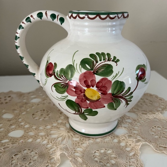 German pitcher Ulmer Keramik hand painted numbered 212/3 - Picture 3 of 5